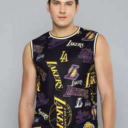 NBA Men Los Angeles Lakers Logo Mash Printed Jersey-image-20