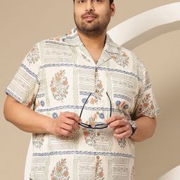 Sztori Plus Size Comfort Floral Printed Pure Cotton Casual Shirt-image-39