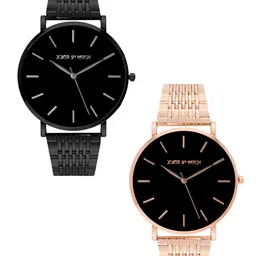 JOKER & WITCH Unisex Black & Rose Gold-Toned Lu & Will Couple Watch Gift Set JWCW199-image-57
