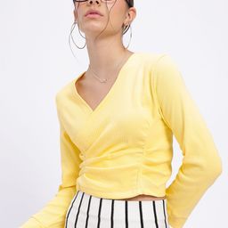 glitchez Dainty Darling Ribbed Ruched Wrap Crop Top-picture-46