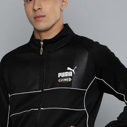 Puma Men Black White Brand Logo Regular Fit Sporty Jacket-22
