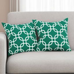 SEJ by Nisha Gupta Green Set of 2 Printed 16'' x 16'' Square Cushion Covers-20