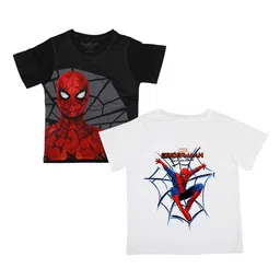Marvel by Wear Your Mind Boys Pack Of 2 Black Spiderman Printed Round Neck T-shirts-image-86