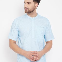 even Men Pastel Blue Woven Design Straight Kurta-image-8