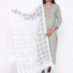 SOUNDARYA White Embroidered Dupatta-29
