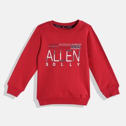 Allen Solly Junior Boys Red & White Pure Cotton Brand Logo Printed Sweatshirt-image-98