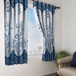 Home Sizzler Blue & Off White Set of 2 Ethnic Motifs Window Curtain-image-74