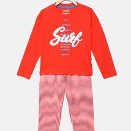 mackly Boys Red & White Printed Night suit-picture-6