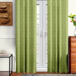 Cortina Green Set of 2 Floral Door Curtain-15