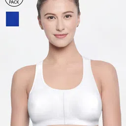 Bodycare Pack Of 2 Assorted Solid Non-Wired Non Padded Workout Bras 1612WRBL-picture-18