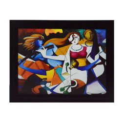 eCraftIndia Multicoloured Abstract Figures UV Framed Wall Art image 1