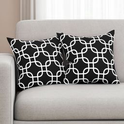 SEJ by Nisha Gupta Black Set of 2 Printed 16" x 16" Square Cushion Covers-41