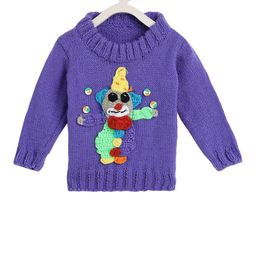CHUTPUT Kids Blue Hand-Knitted Crochet Woolen Pullover Sweater-8