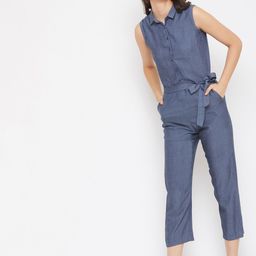 Crimsoune Club Women Blue Solid Culotte Jumpsuit-image-25
