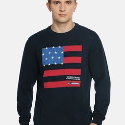 U.S. Polo Assn. Men Navy Blue Printed Pullover Sweater-image-113