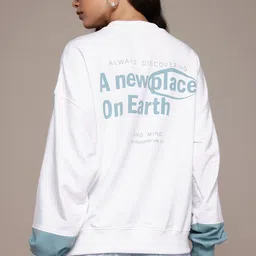 The Roadster Lifestyle Co. Printed Sweatshirt with Drop-Shoulder Sleeves-image-16