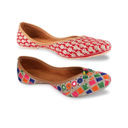 DESI COLOUR Women Set of 2 Woven Design Mojaris-image-82