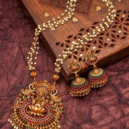 aadita Gold-Plated Gold-Toned Choker Necklace Jewellery Set-45