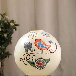 POSH-N-PLUSH Off-White & Red Printed Tweet it Glass Table Lamp-19