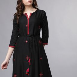 Vishudh Women's Black & Red Embroidered Tunic-picture-46