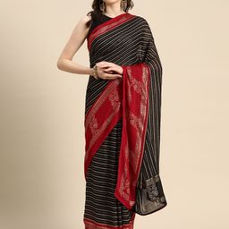 Libas Striped Zari Pure Georgette Saree-9