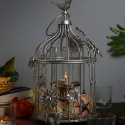 Homesake Unisex Silver-Toned Bird Cage With Hanging Chain-37