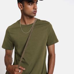 Roadster Men Green Solid Round Neck T-shirt-image-11