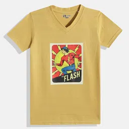 Eteenz Boys Flash Printed V-Neck T-shirt-image-26