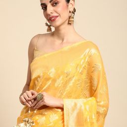 MOHEY Floral Zari Silk Blend Saree-picture-36