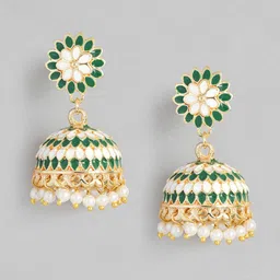 Estele Gold Plated Floral Jhumkas Earrings-10