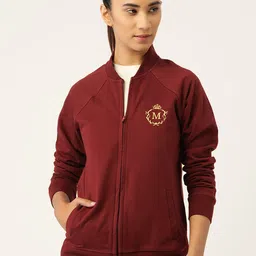 MABISH by Sonal Jain Women Maroon & Golden Cotton Brand Logo Printed Sweatshirt-picture-54