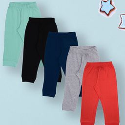 YUV Infants Pack Of 5 Pure Cotton Mid-Rise Joggers-10
