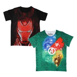 Marvel by Wear Your Mind Boys Pack Of 2 Avengers Printed Round Neck T-shirts-image-28