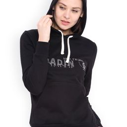 Campus Sutra Black Hooded Sweatshirt with Embellished Detail-image-28