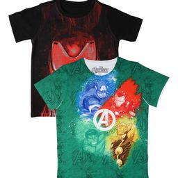Marvel by Wear Your Mind Boys Pack Of 2 Avengers Printed Round Neck T-shirts-image-71
