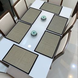 HOKIPO Set Of 6 Black & Beige Reversible Bamboo Table Placemats-12