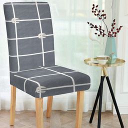 Cortina Set of 6 Grey Checked Chair Covers-24