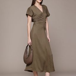 MANGO Ruched Effect Extended Sleeves Maxi A-Line Dress-54