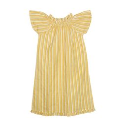 My Little Lambs Girls Yellow & Off-White Striped Nightdress-image-95