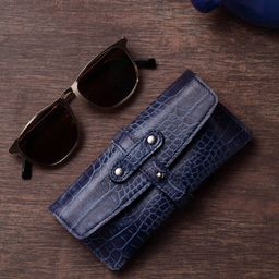 IMUR Unisex Blue Textured Leather Sunglasses Case-image-68