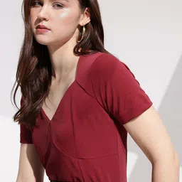 her by invictus Sweetheart Neck Self Design Textured Top-image-42
