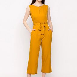 Slenor Women Yellow Solid Basic Jumpsuit-picture-53