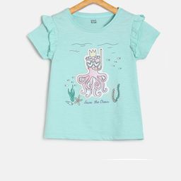 MINI KLUB Girls Sea Green Printed Cotton Top-picture-39