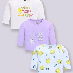 YK X Tinyo Infant Girls Set of 3 Looney Tunes Printed Cotton T-shirts-16