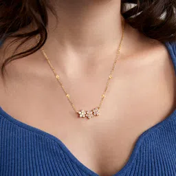 MINUTIAE Brass Gold-Plated Crystal Studded Necklace-9