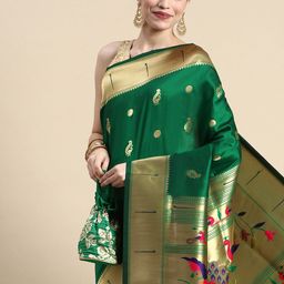 Mitera Woven Design Silk Blend Paithani Saree-picture-6