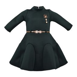 Wish Karo Girls Green Solid Fit and Flare Dress-image-41