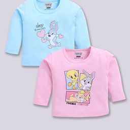 YK X Tinyo Infant Girls Set of 2 Looney Tunes Printed Cotton T-shirts-75