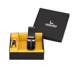 Pacific Gold Men Brown & Silver-Toned Genuine Leather Accessory Gift Set-6
