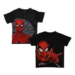 Marvel by Wear Your Mind Boys Pack Of 2 Black Spiderman Printed Round Neck T-shirts-image-85
